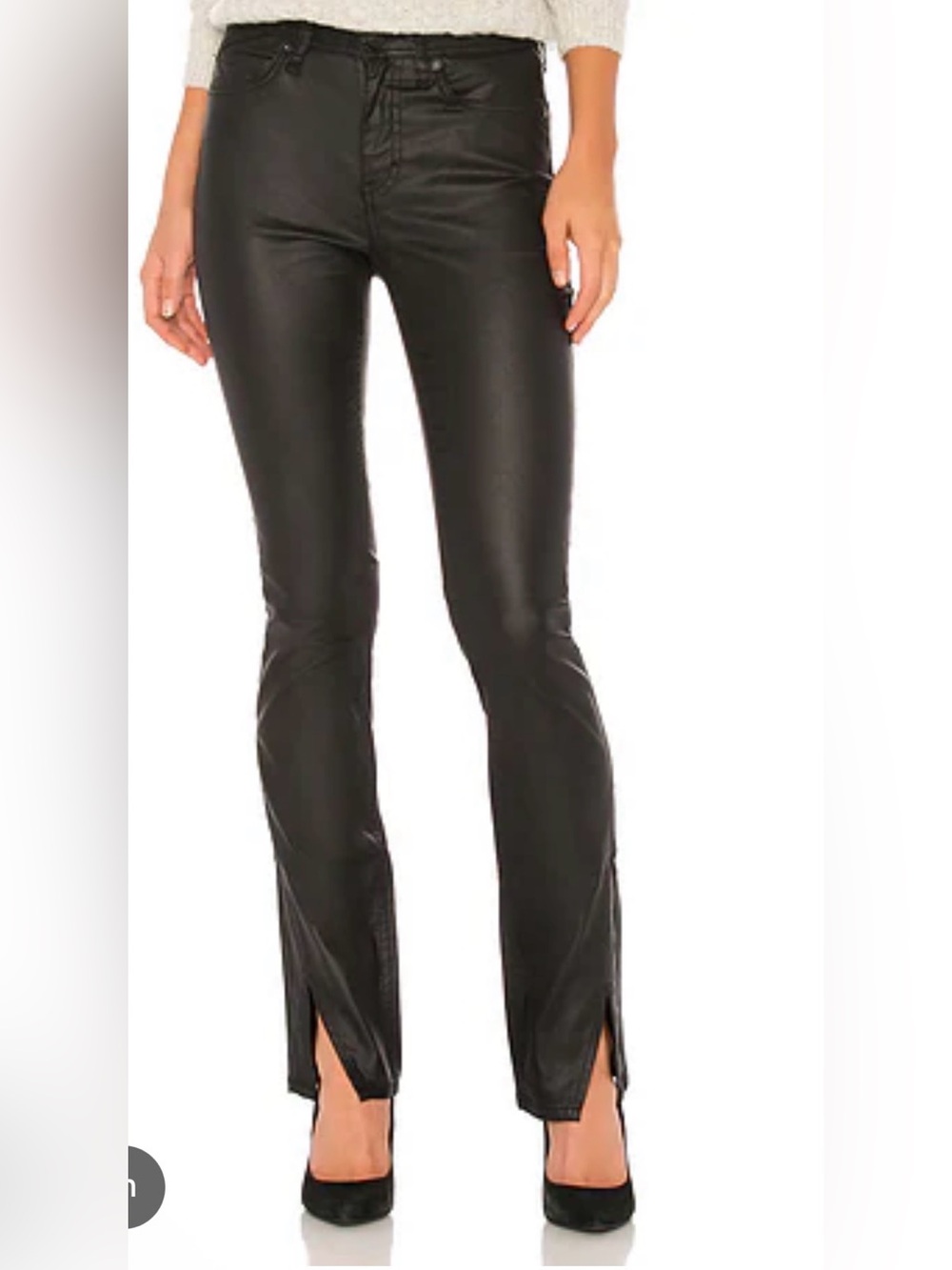 Free People We The Free Spellbound Coated Bootcut Jeans in black size 27